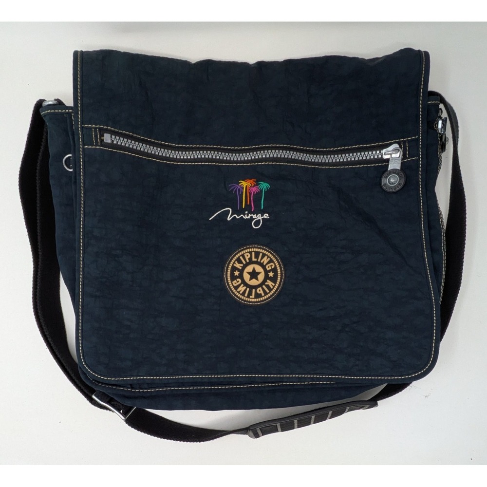 Kipling Madhouse Postman Bag Mirage Las Vegas Logo Expandable Messenger Bag Blue